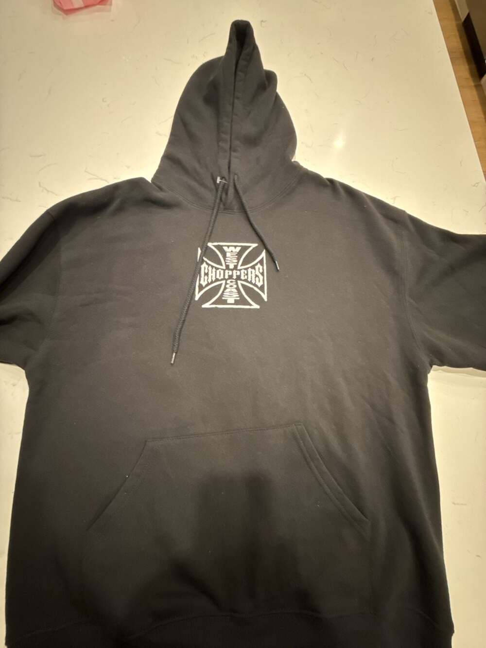 West Coast Choppers Iron Cross Logo Black Pullover Hoodie Size Large